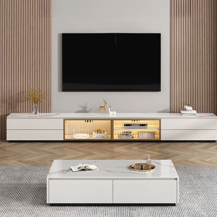 2025新款电视柜现代简约家用客厅小户型茶几组合落地岩板电视机柜