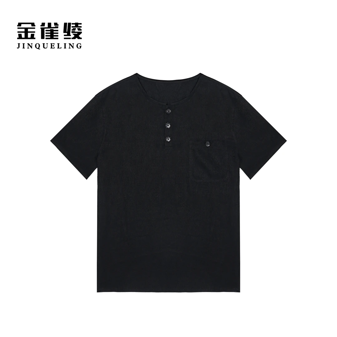 金雀绫【庆余年上】男士香云纱桑蚕丝简约大气圆领小衫SZA1S172