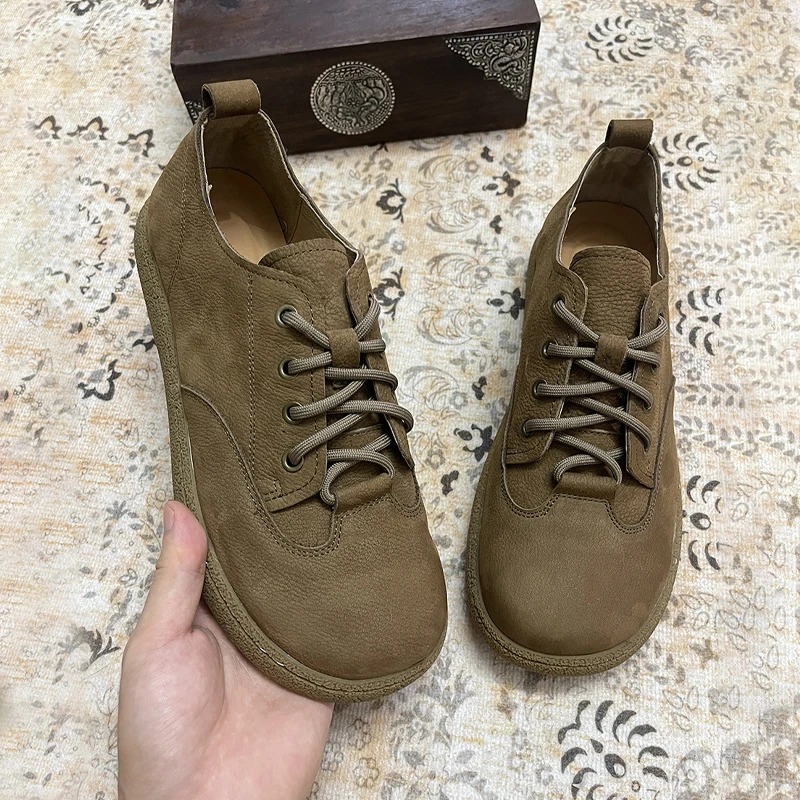 2025秋季新款真皮透气休闲男鞋复古百搭软底防滑头层牛皮男士皮鞋