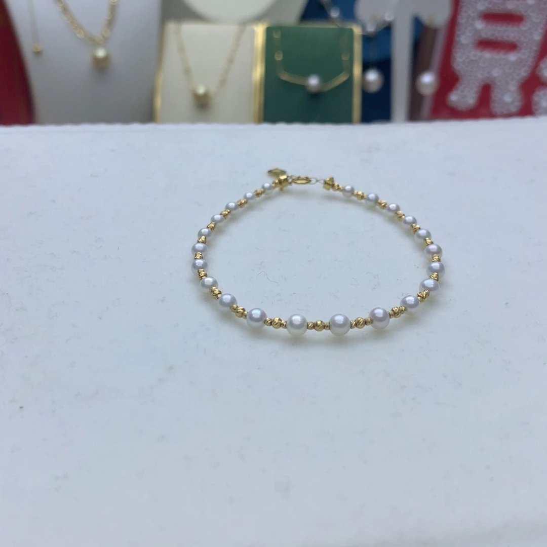 手链淡水珍珠18K金镶嵌