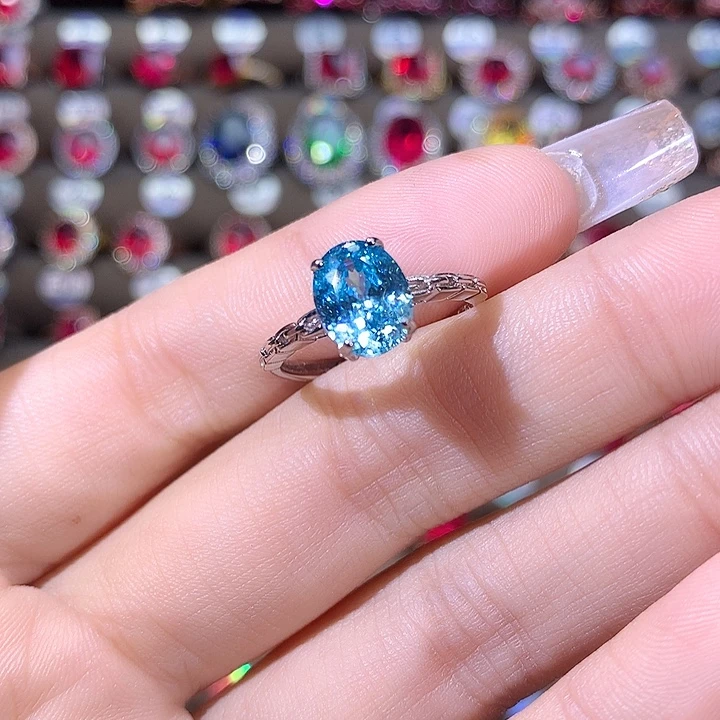 碧玺戒指银S925镶嵌白79