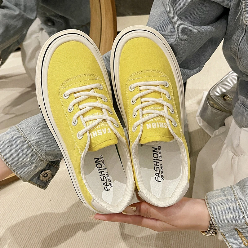 2025秋季新款时尚休闲校园百搭复古板鞋休闲厚底鞋低帮帆布单鞋女