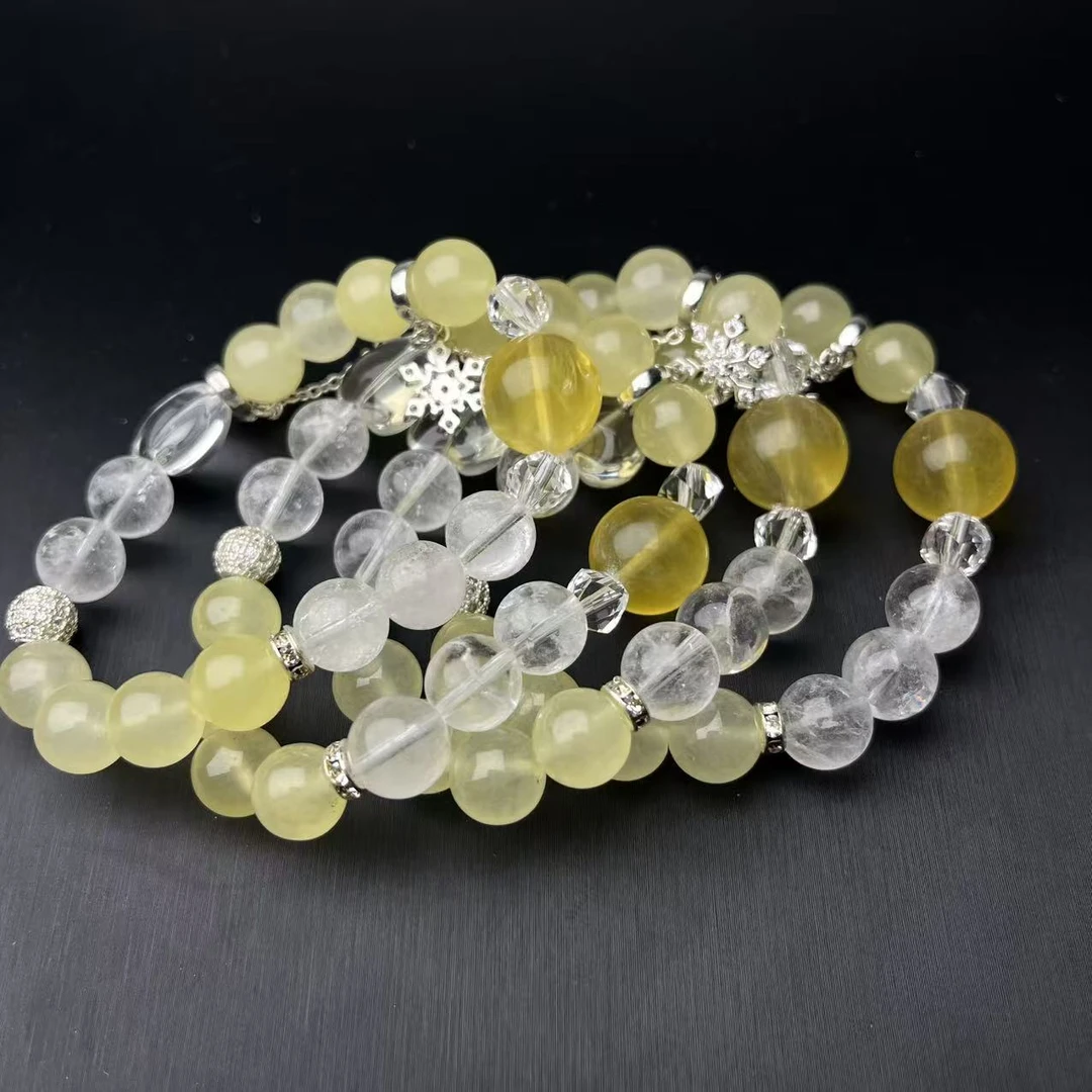 ZBG2330白水晶黄水晶萤石手串（珠宝多样性发其一）