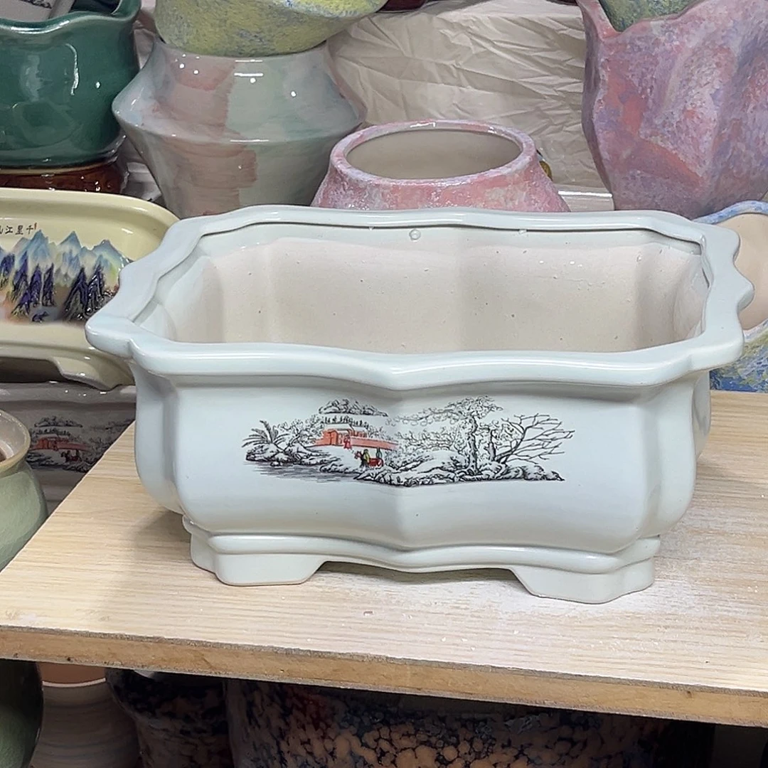 陶瓷绿植多肉微瑕花盆外口径：26*20*12