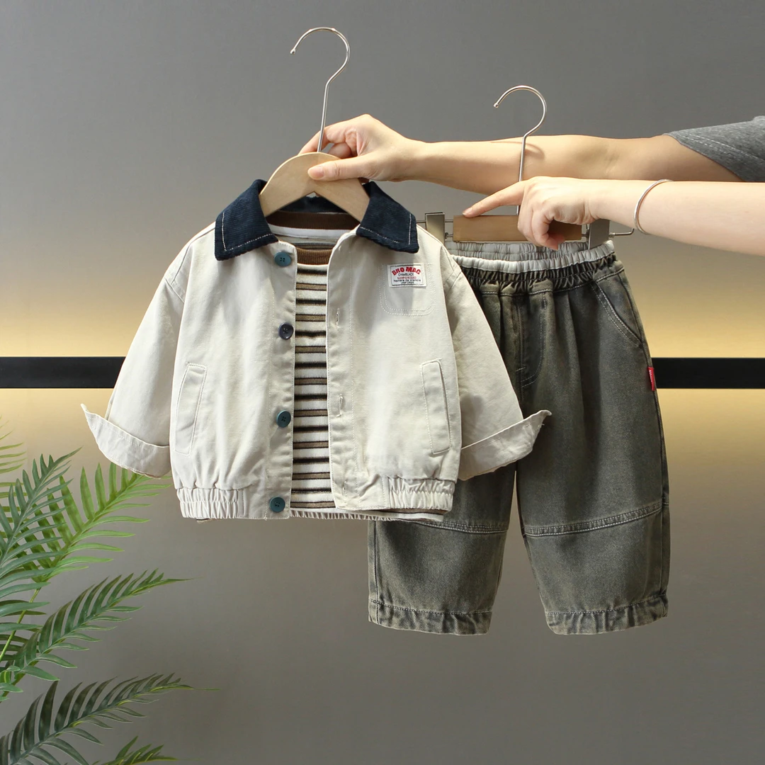 男童套装春秋季2025年款衣服儿童服装宝宝夹克外套潮酷痞帅童装洋
