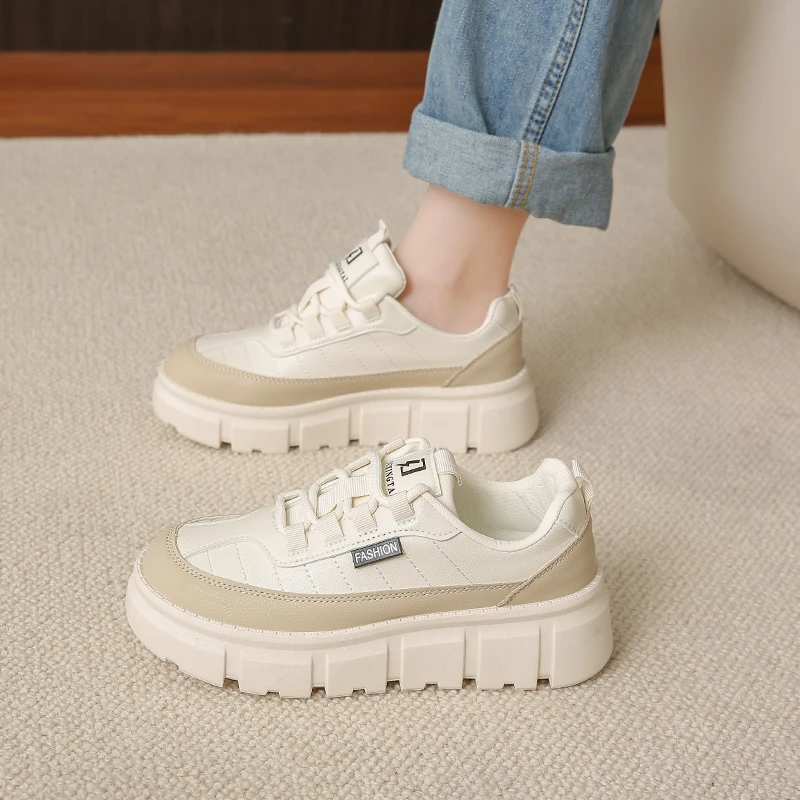 【专柜新品】休闲小白鞋女2025春季新款厚底鞋子女百搭运动板鞋