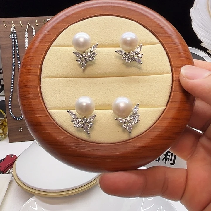 银S925镶嵌耳饰淡水珍珠