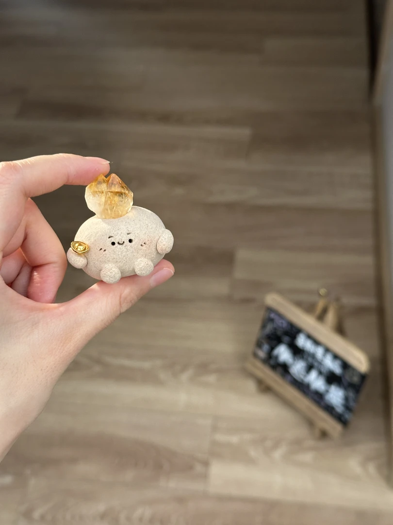 水晶小豆丁可爱双头高品质黄水精牙