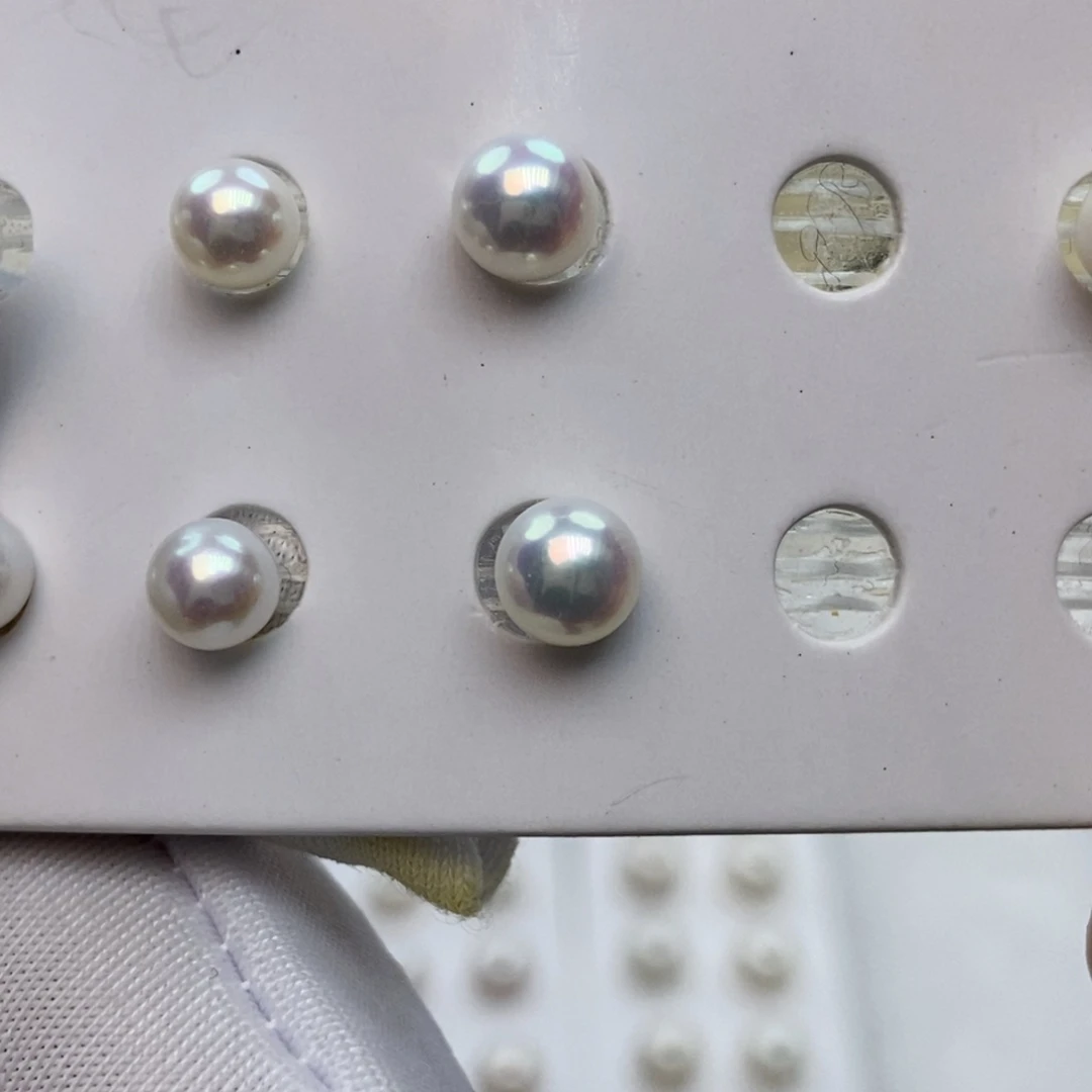 耳钉淡水珍珠银S925镶嵌5-6