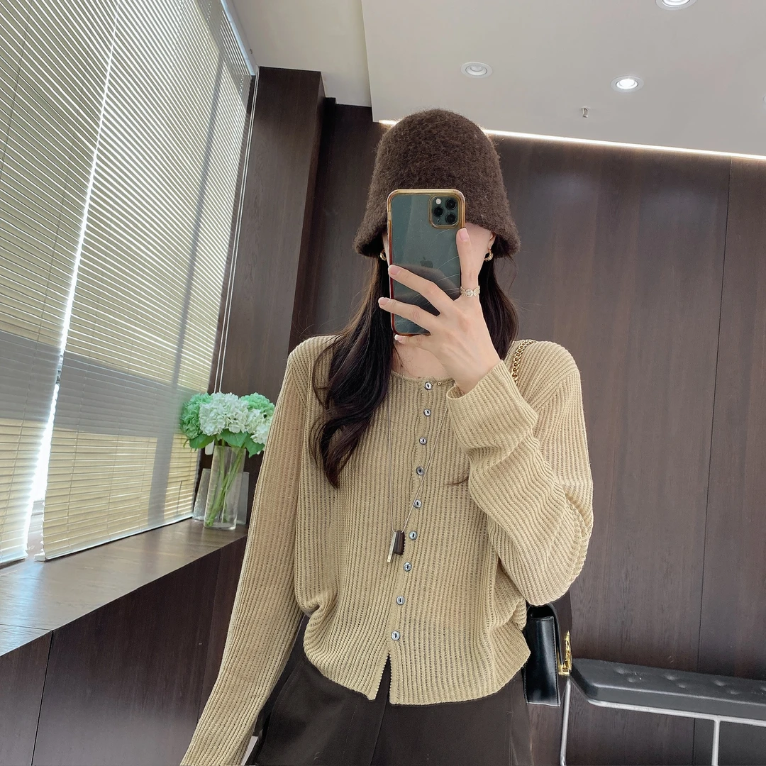 IMFLY金小金自制女装 绵羊毛开衫DYW9629早秋韩范圆领开衫上衣