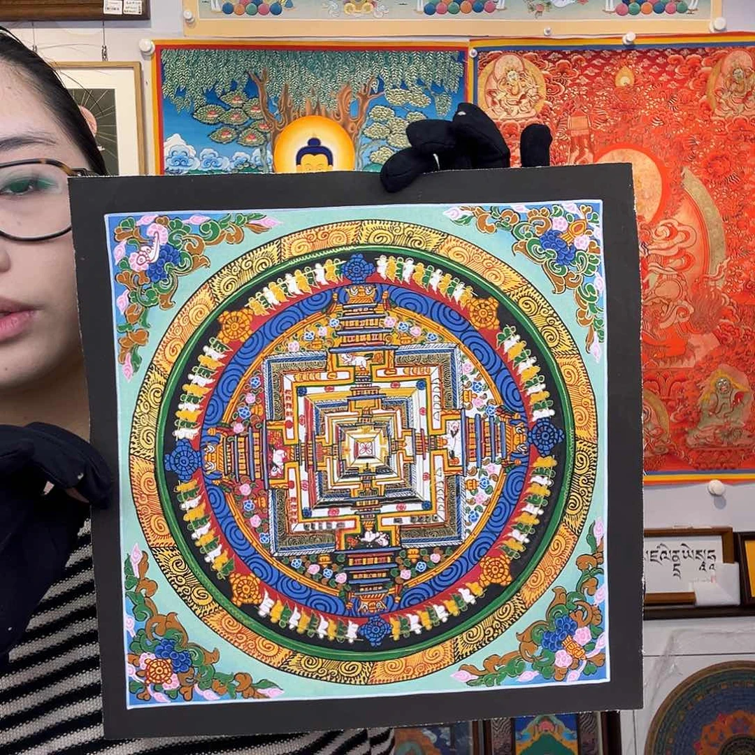 装裱画纯手绘唐卡27厘米左右坛城