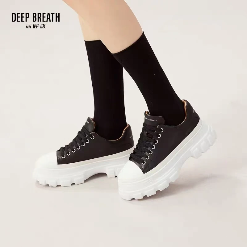 女鞋夏季新款厚底百搭真皮牛皮低帮休闲鞋厚底鞋AX12193品牌女鞋