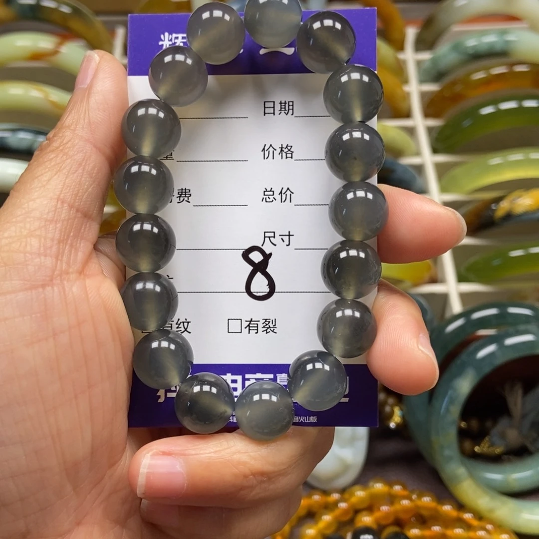 未镶嵌蛇纹石玉手串琴*