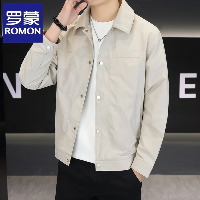 罗蒙2025春季帅气休闲男士外套春秋季时尚潮流翻领高档气质夹克衫