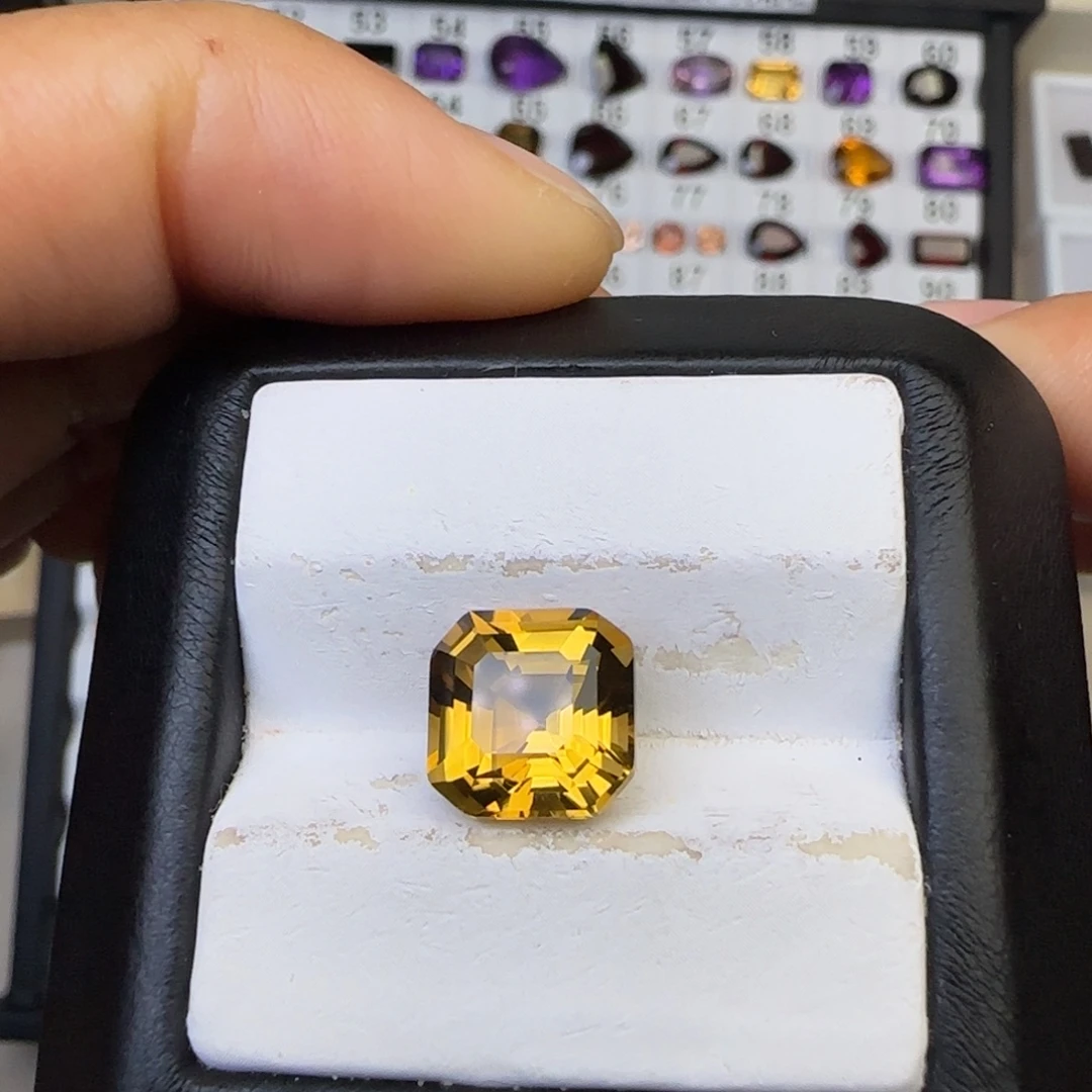 黄晶珠宝半成品未镶嵌天然 方10mm