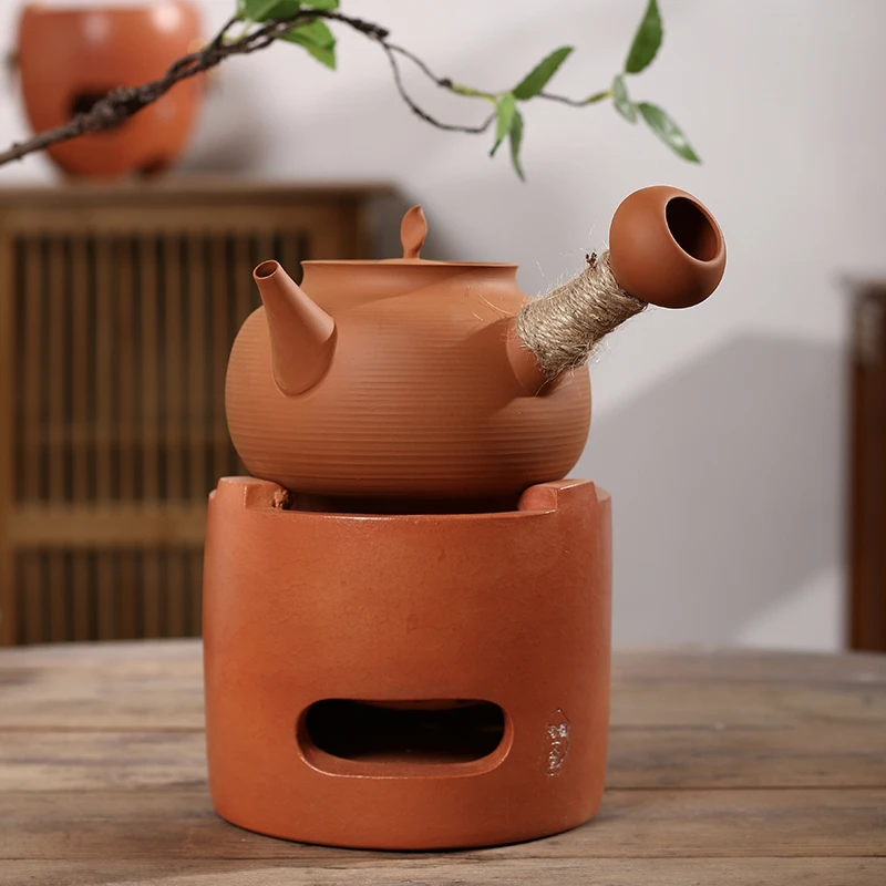 【陶潮文创】潮州砂铫烧水跳盖茶具鸡蛋黄叶子砂铫壶陶壶煮水煮茶壶