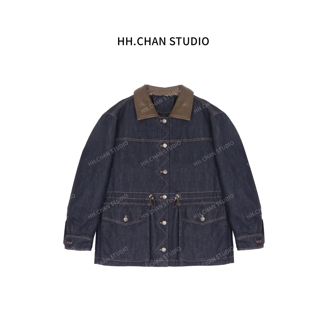 HH.CHAN“牛仔骑士”90新国标白鹅绒水洗牛仔翻领设计款显瘦鹅绒服