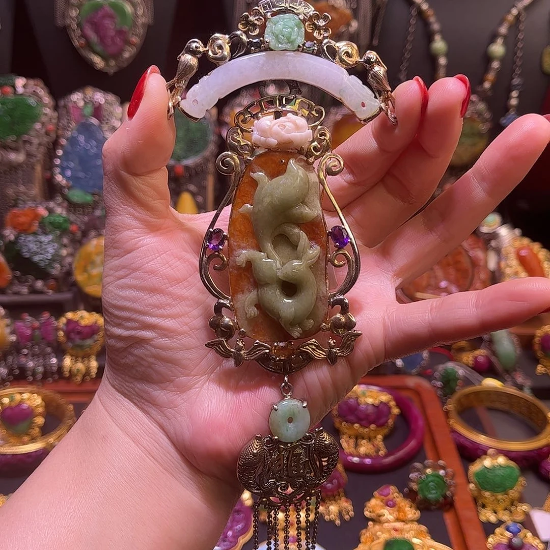 翡翠银S925镶嵌吊坠(不含链)