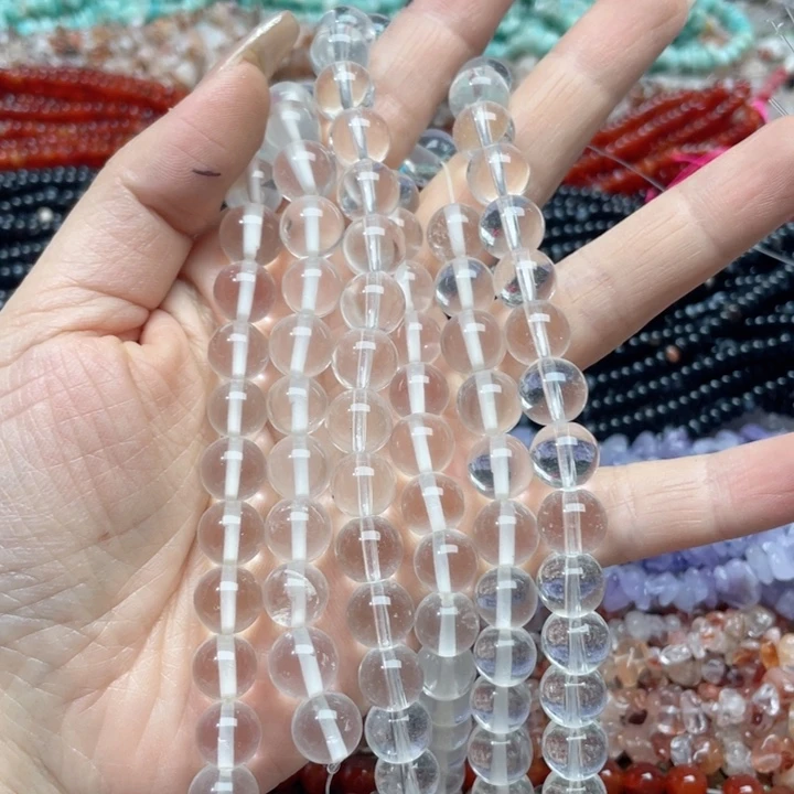 玛瑙/玉髓合金珠宝半成品一条10m压定白水晶