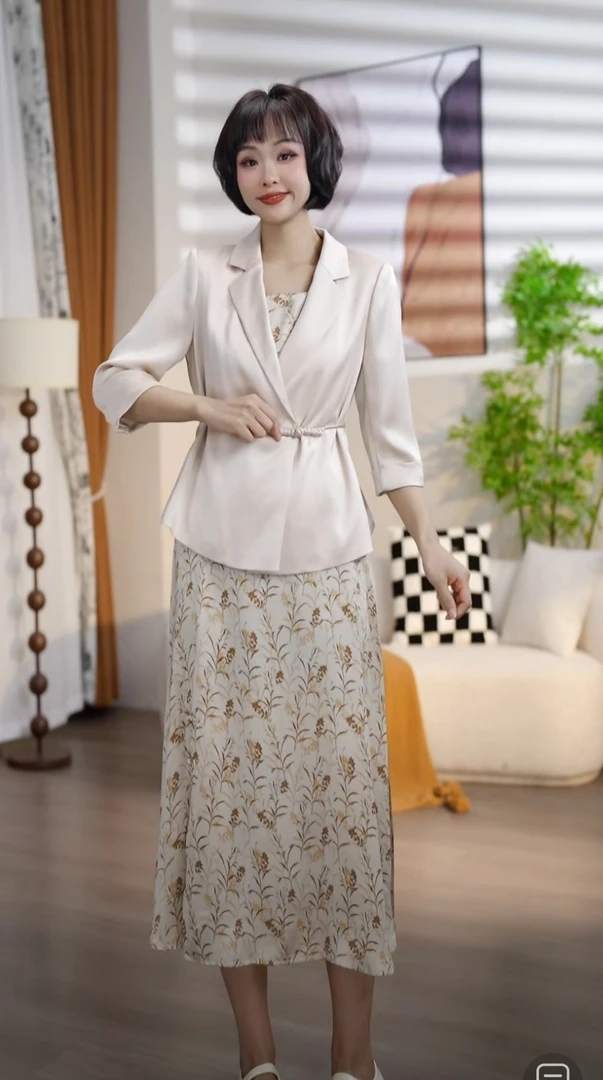 T308春秋时尚气质吊带裙西装外套两件套套裙DM4