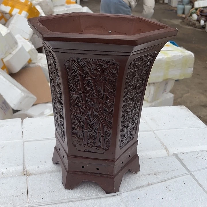 紫砂茶碗瑕疵六方口径26-30*35