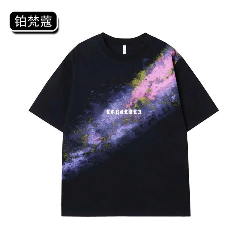 铂梵蔻夏季印花短袖美式潮大码男士纯棉休闲圆领上衣痞帅T恤宽松