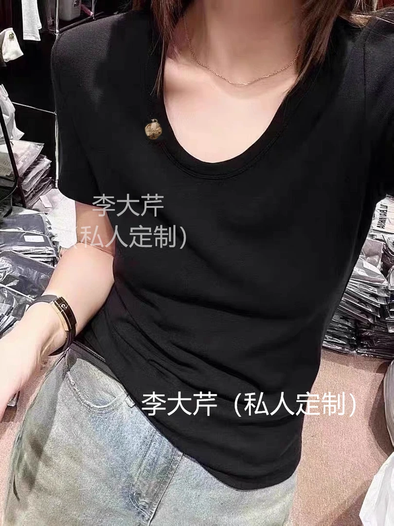 大圆片鹅蛋领锁骨短袖T 夏季超好穿显瘦上衣