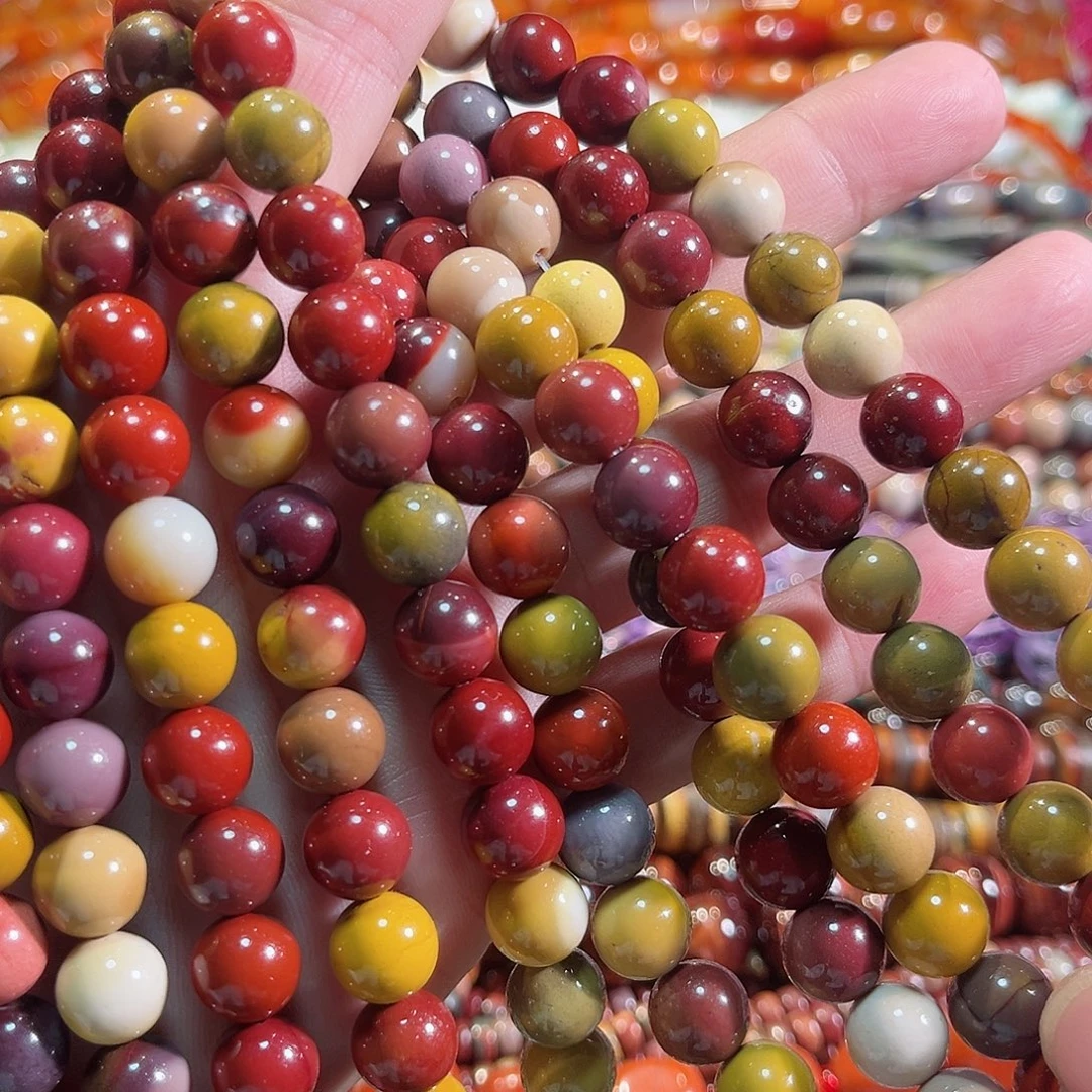 玛瑙/玉髓合金珠宝半成品蛋黄石一条10mm