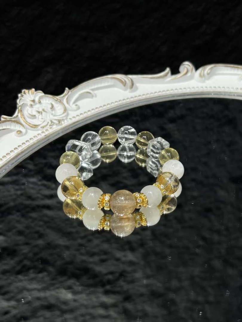 黄水晶+蓝月光+白水晶+白雪花幽灵+发晶   41g左右