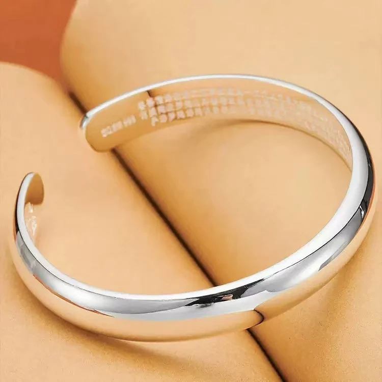 光面心经开口手镯  精品 银手镯时尚高级送妈妈送朋友 WSZ-63