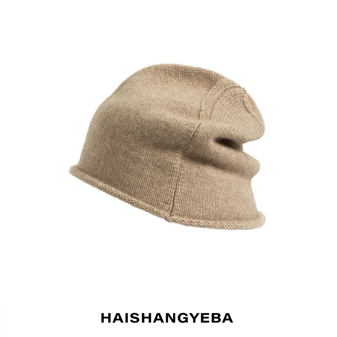 【海上叶爸】新款2025秋冬百搭山羊绒针织纯色保暖冷帽