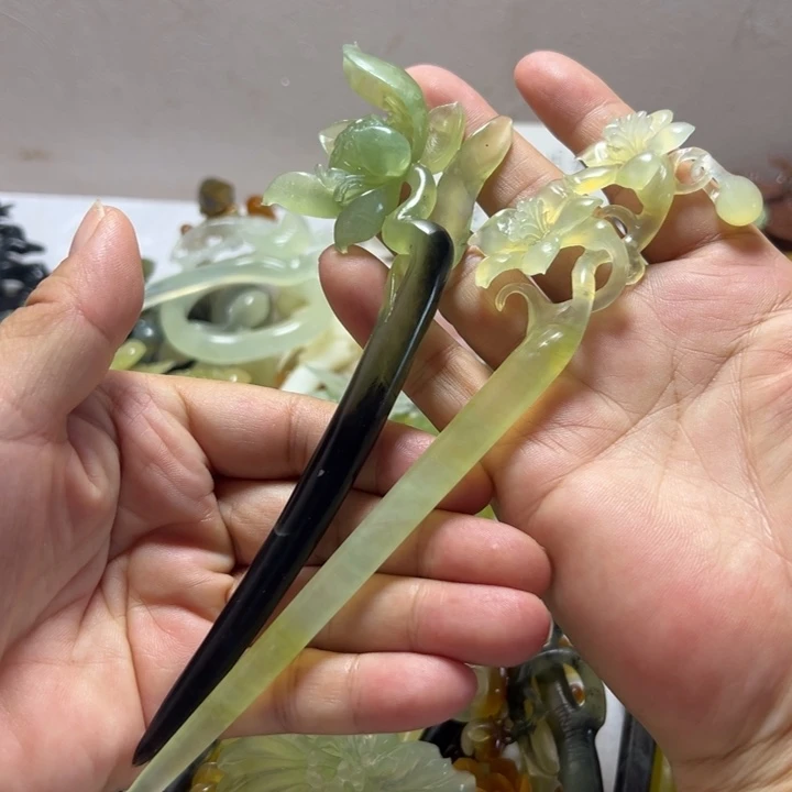 定制蛇纹石玉毛货发饰