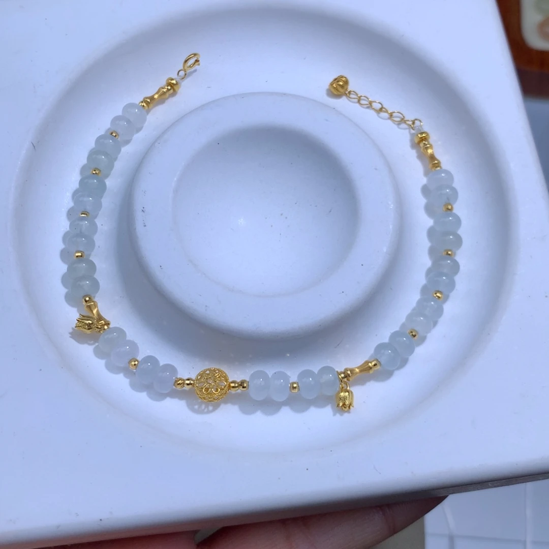 翡翠18K金镶嵌项链手链