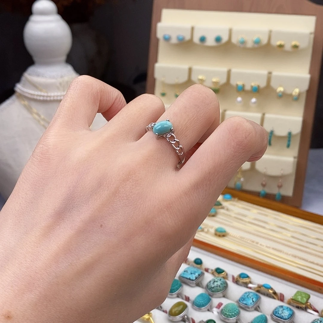 绿松石戒指银S925镶嵌