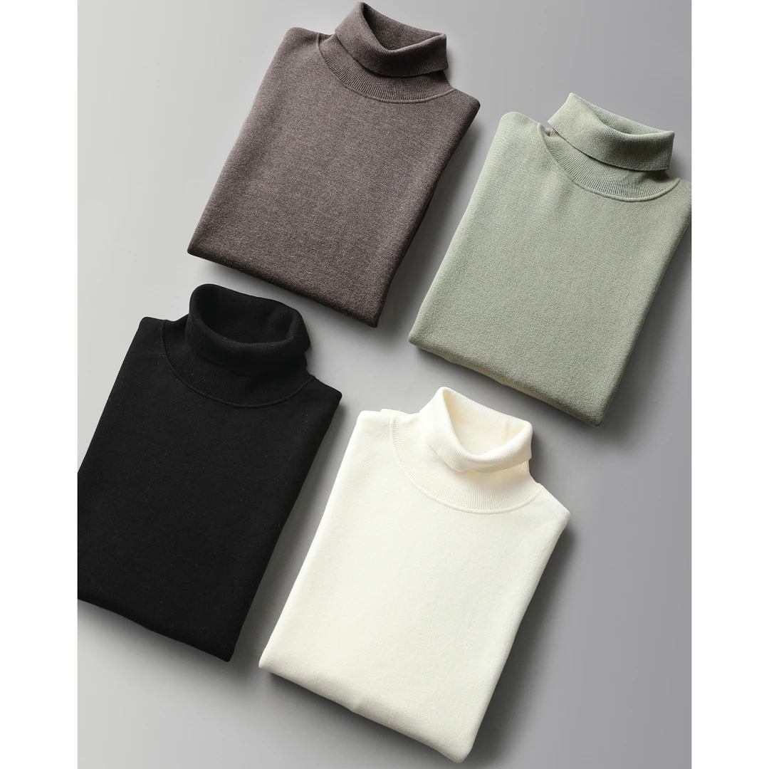 抗起球修身保暖针织衫毛衣高领男中高龄多色秋冬季休闲打底衫内搭