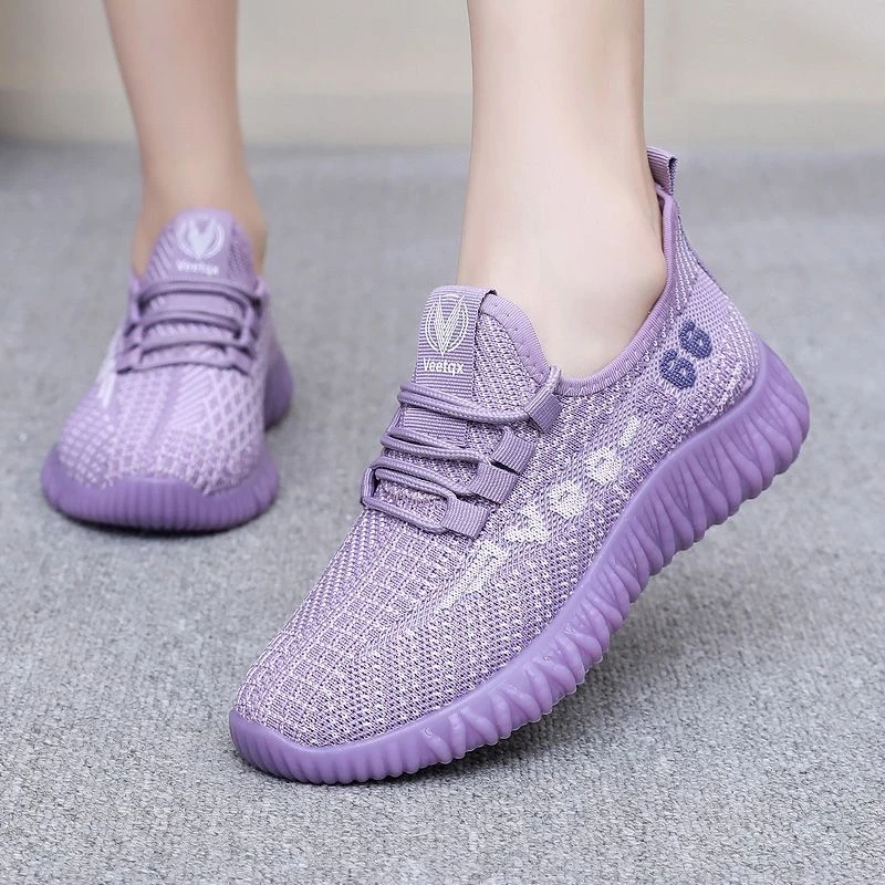 老北京布鞋女飞织运动休闲鞋果冻软底女鞋舒适透气一脚蹬妈妈鞋