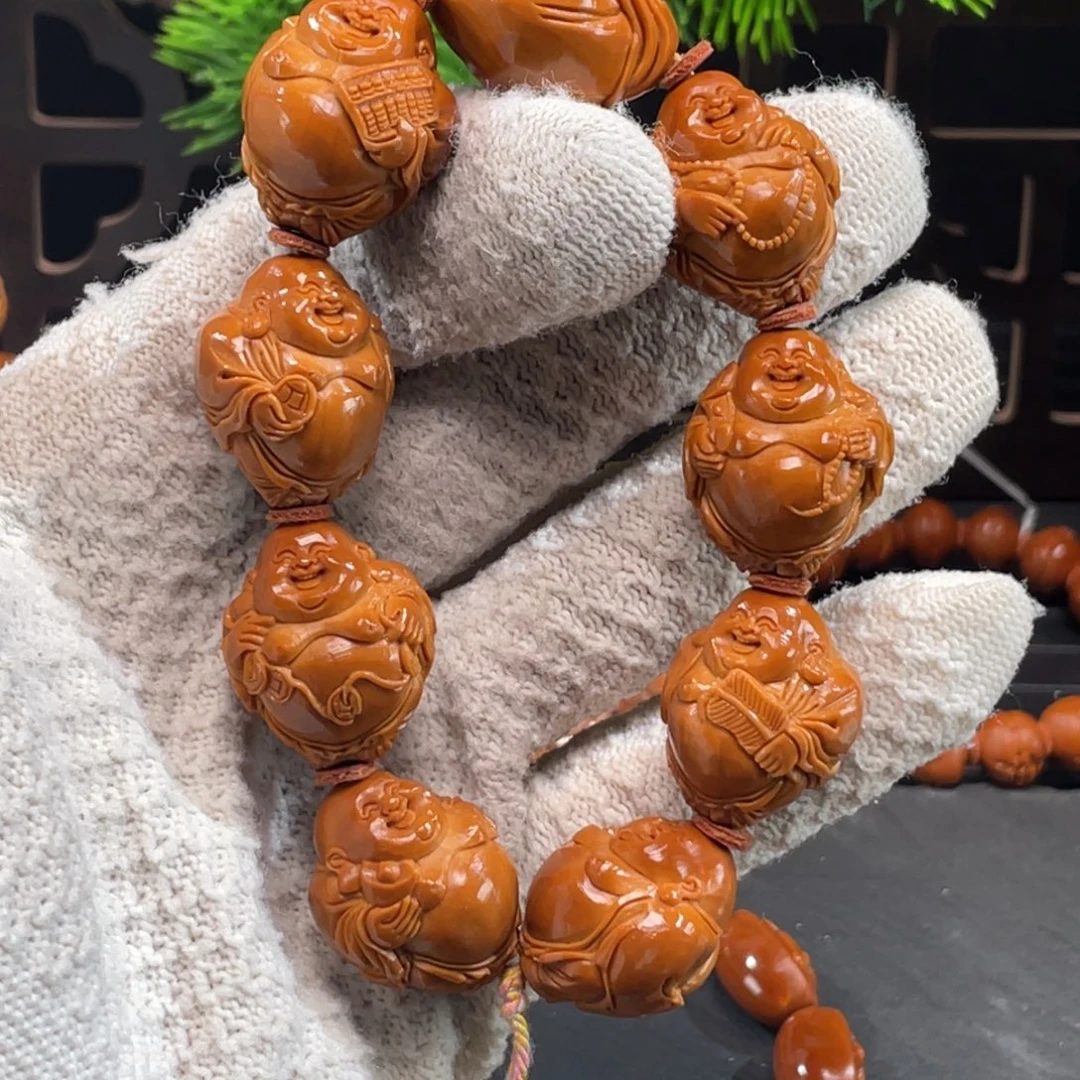 橄榄核手串/手链2.2苏工整身立雕弥勒编号6487