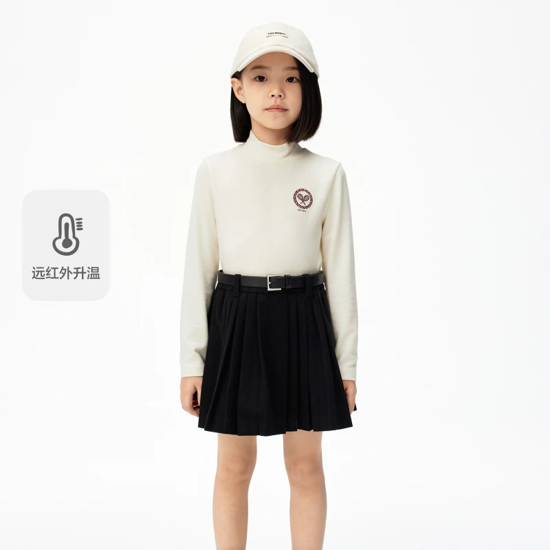 远红外蓄热littlemoco童装25冬装新款男女童刺绣长袖t恤上衣
