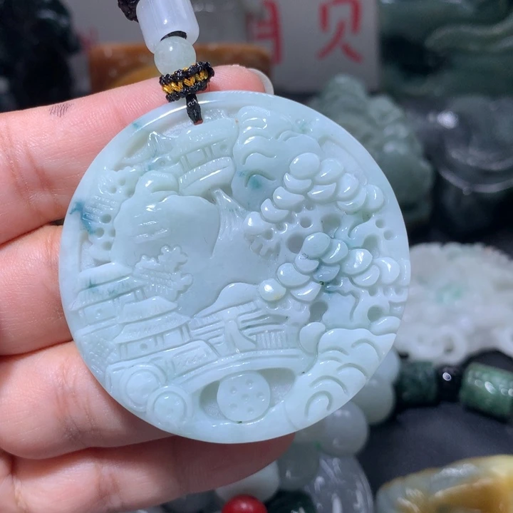 翡翠未镶嵌颈饰保真天然A货翡翠