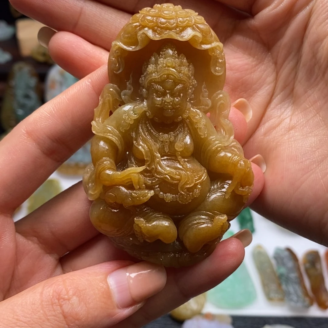 【闪购商品】定制翡翠未镶嵌渔****人定制翡翠未镶嵌黄财神