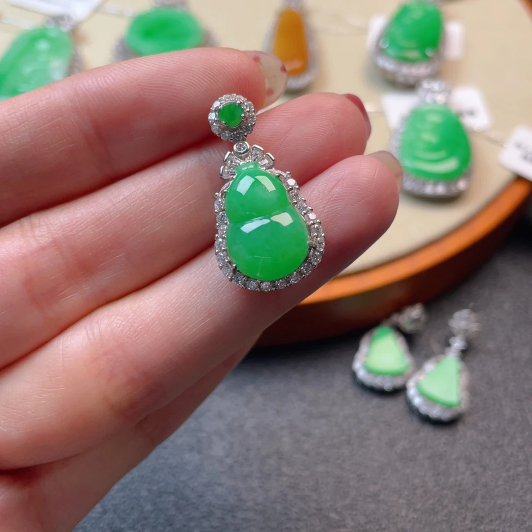 翡翠吊坠(不含链)银S925镶嵌