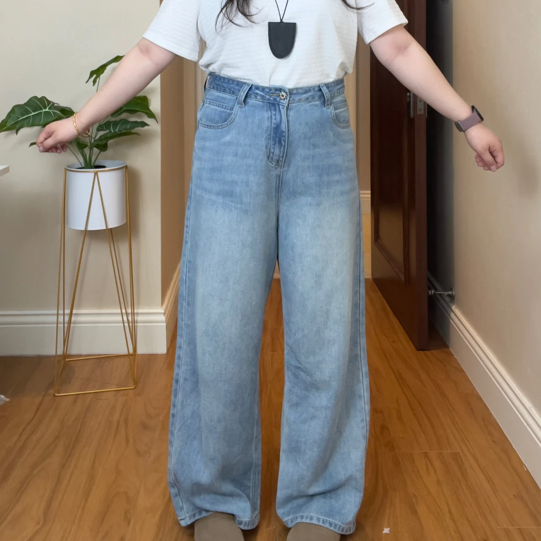 6720#莱赛尔天丝高腰夏季薄款时尚阔腿显瘦设计感宽松直筒牛仔裤