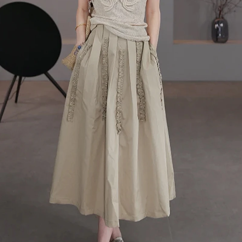 法式复古风高腰显瘦半身裙女士2025新款夏季纯色简约休闲A字裙子