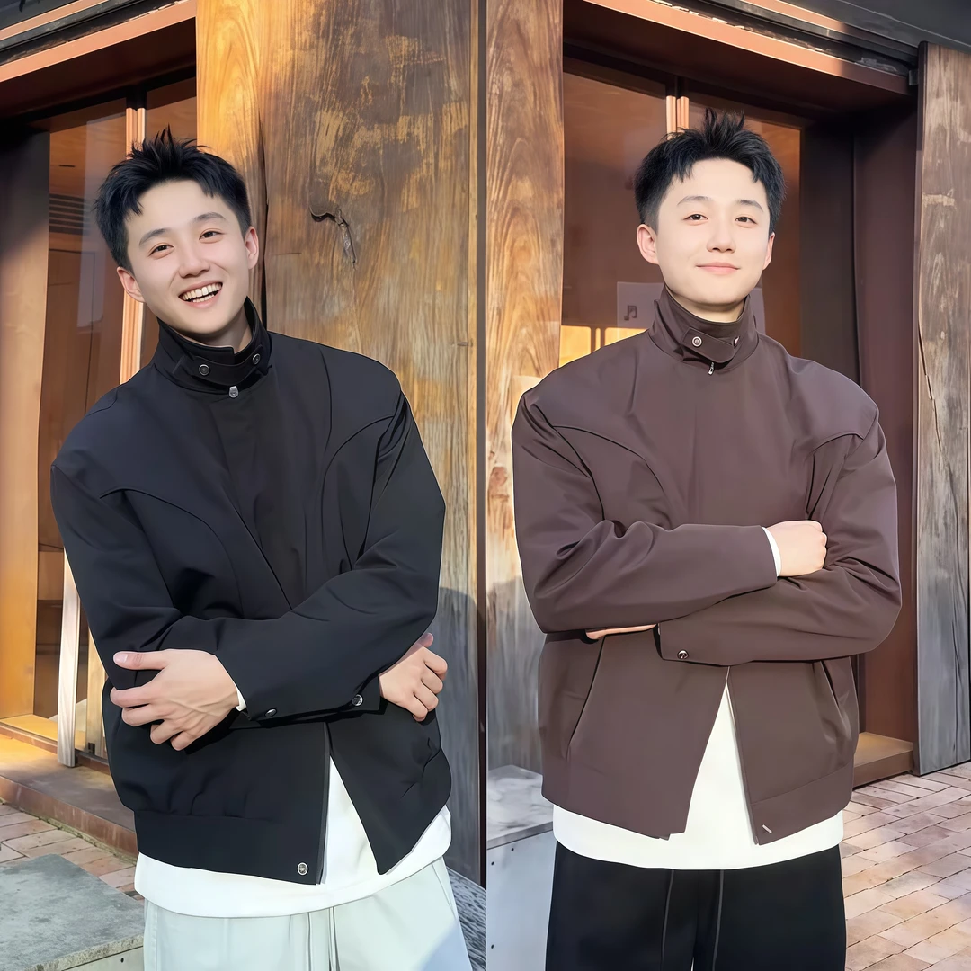 秋季新款哈灵顿翻领夹克外套男士潮牌痞帅工装时尚百搭休闲上衣
