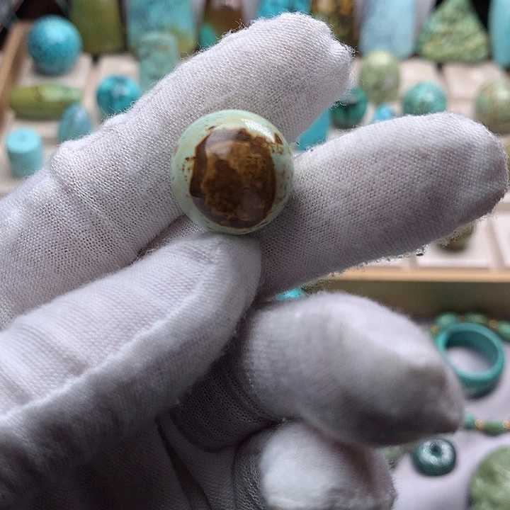 绿松石未镶嵌珠宝奇石直径17特色天眼珠