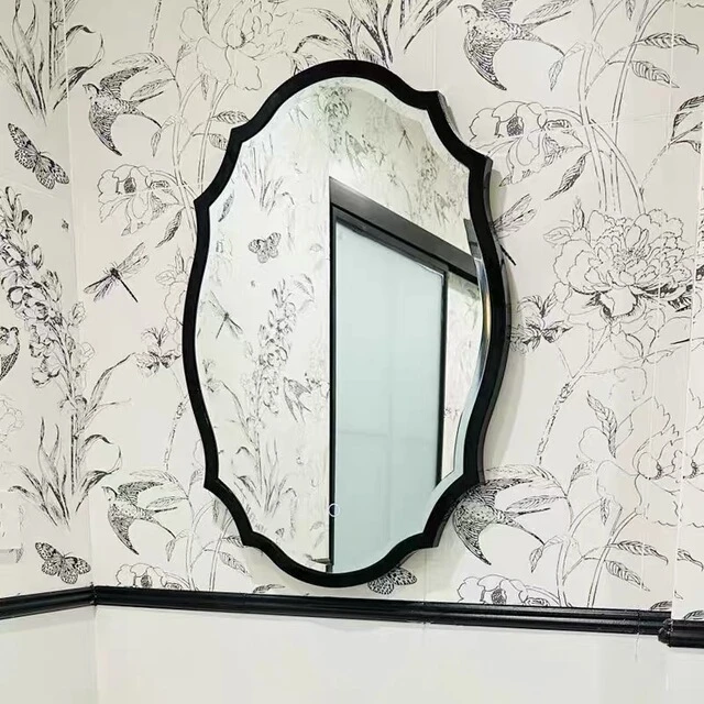 法式复古浴室镜美式中古风智能卫生间梳镜壁挂镜异形椭圆形化妆镜