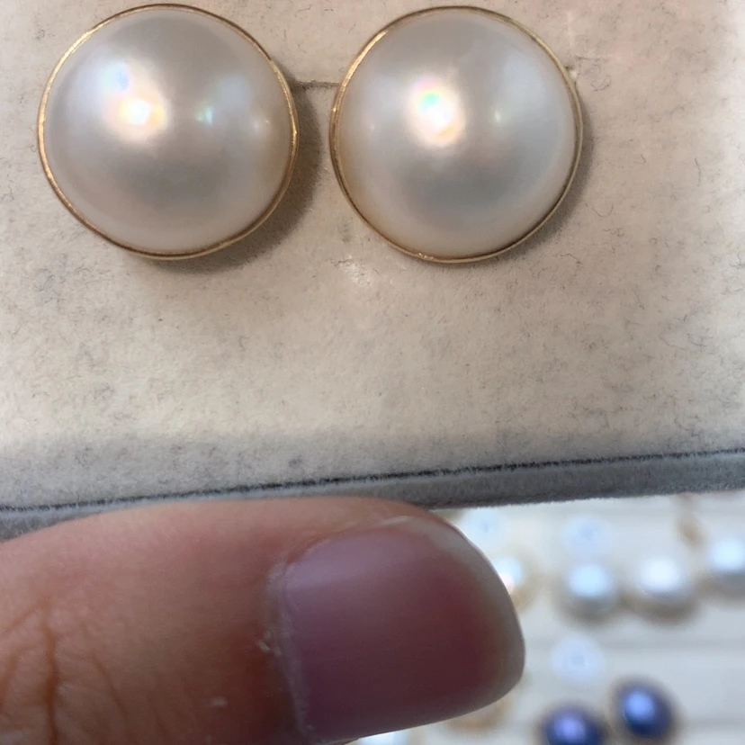 【闪购商品】耳饰拼合珍珠（马贝珠）18K金镶嵌