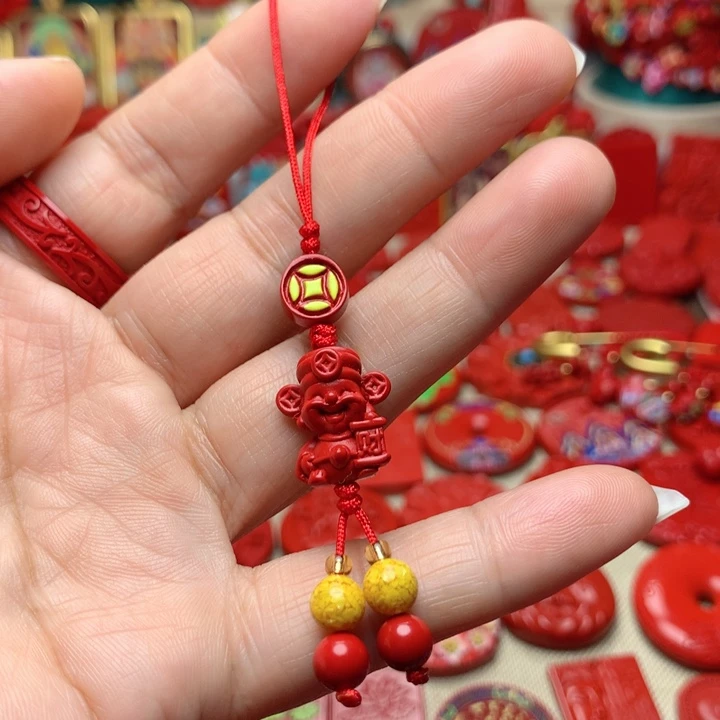 天然辰砂工艺品朱砂手机坠