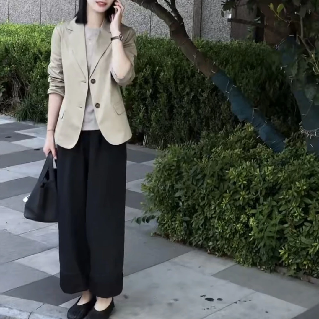 秋季新款韩版休闲气质短款西装外套休闲裤女装高级感修身显瘦