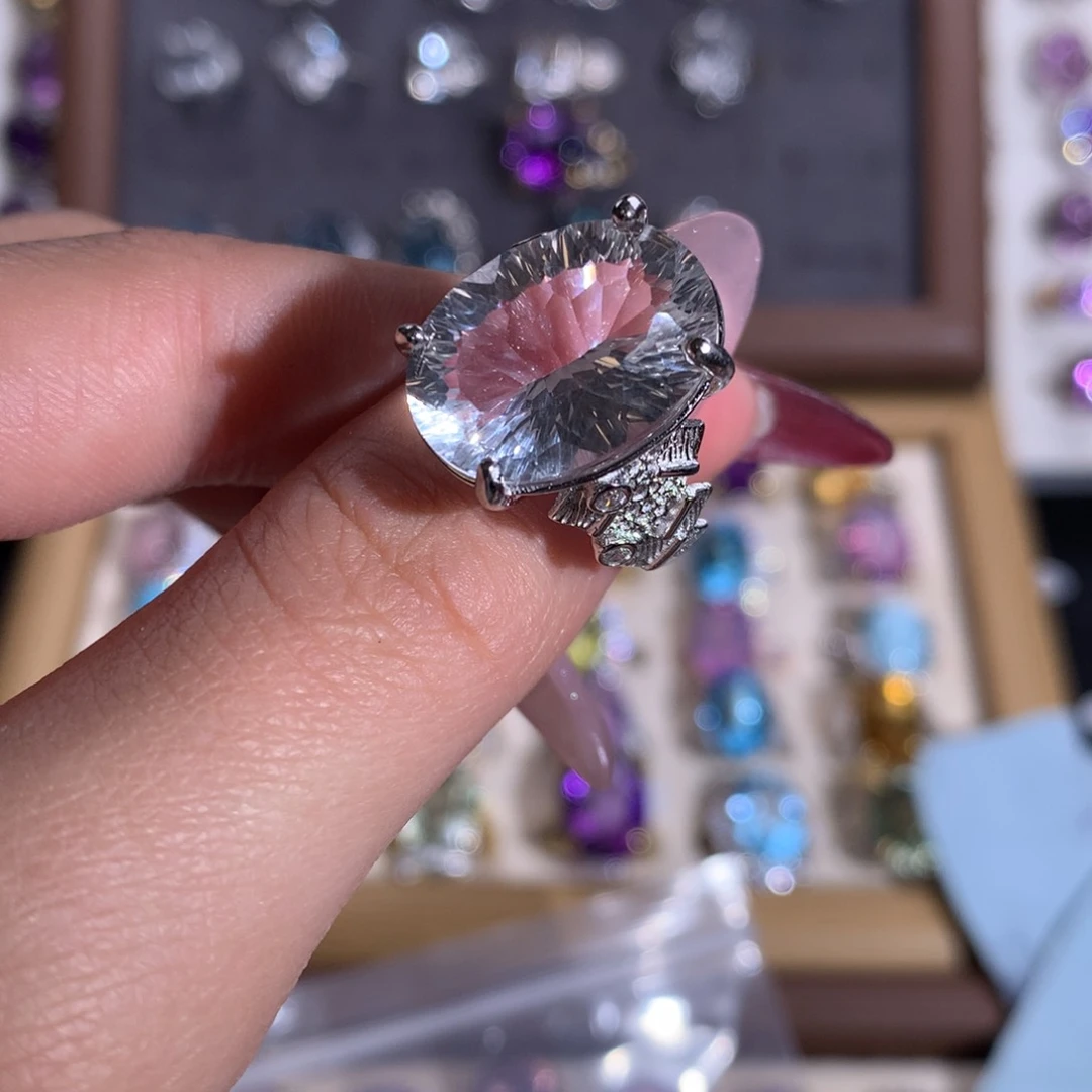 【闪购商品】水晶戒指银S925镶嵌顾*戒指